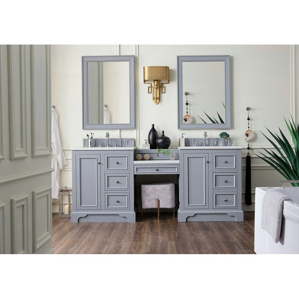 De Soto 82" Double Vanity Set Gray w/ 3 CM Arctic Fall Solid Surface Top