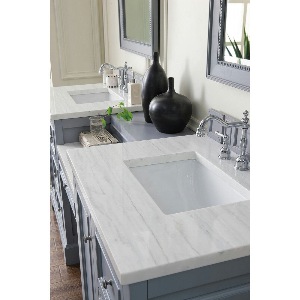 De Soto 82" Double Vanity Set Gray w/ 3 CM Arctic Fall Solid Surface Top