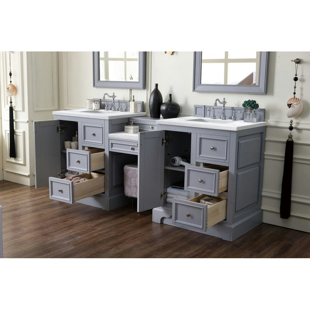 De Soto 82" Double Vanity Set Gray w/ 3 CM Arctic Fall Solid Surface Top