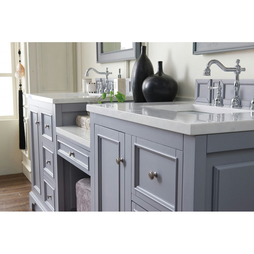 De Soto 82" Double Vanity Set Gray w/ 3 CM Arctic Fall Solid Surface Top