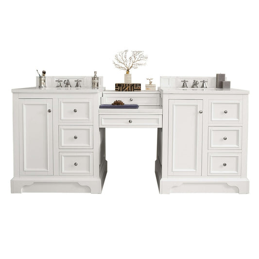 De Soto 82" Double Vanity Set White w/ 3 CM Arctic Fall Solid Surface Top