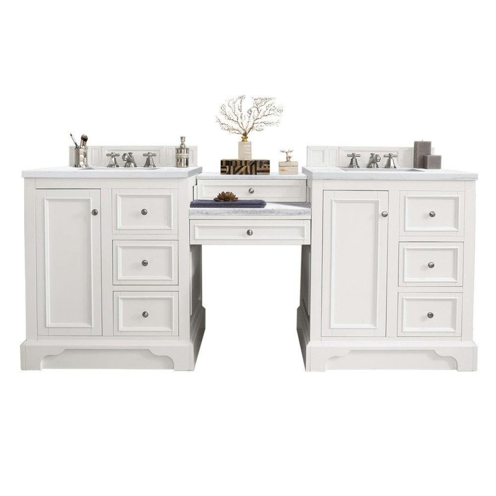 De Soto 82" Double Vanity Set White w/ 3 CM Arctic Fall Solid Surface Top