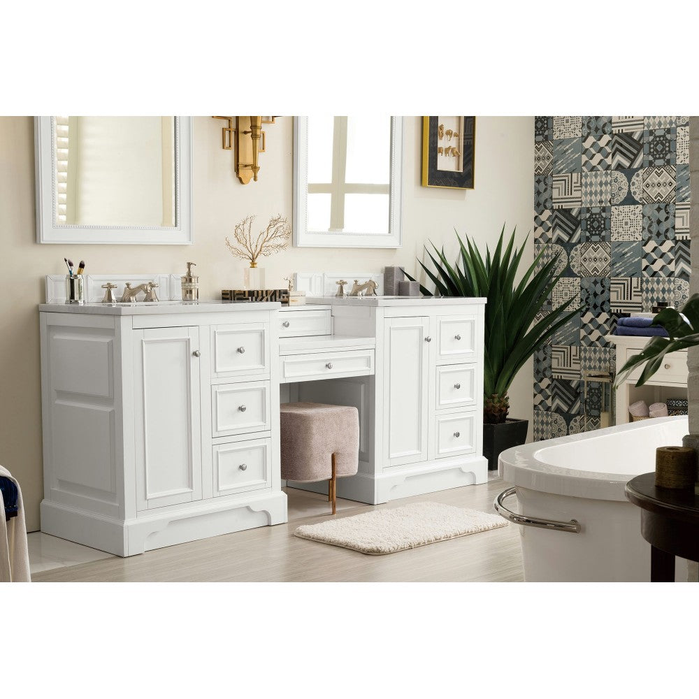 De Soto 82" Double Vanity Set White w/ 3 CM Arctic Fall Solid Surface Top