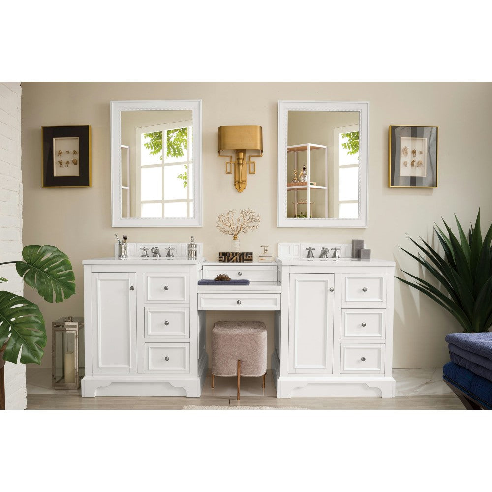 De Soto 82" Double Vanity Set White w/ 3 CM Arctic Fall Solid Surface Top