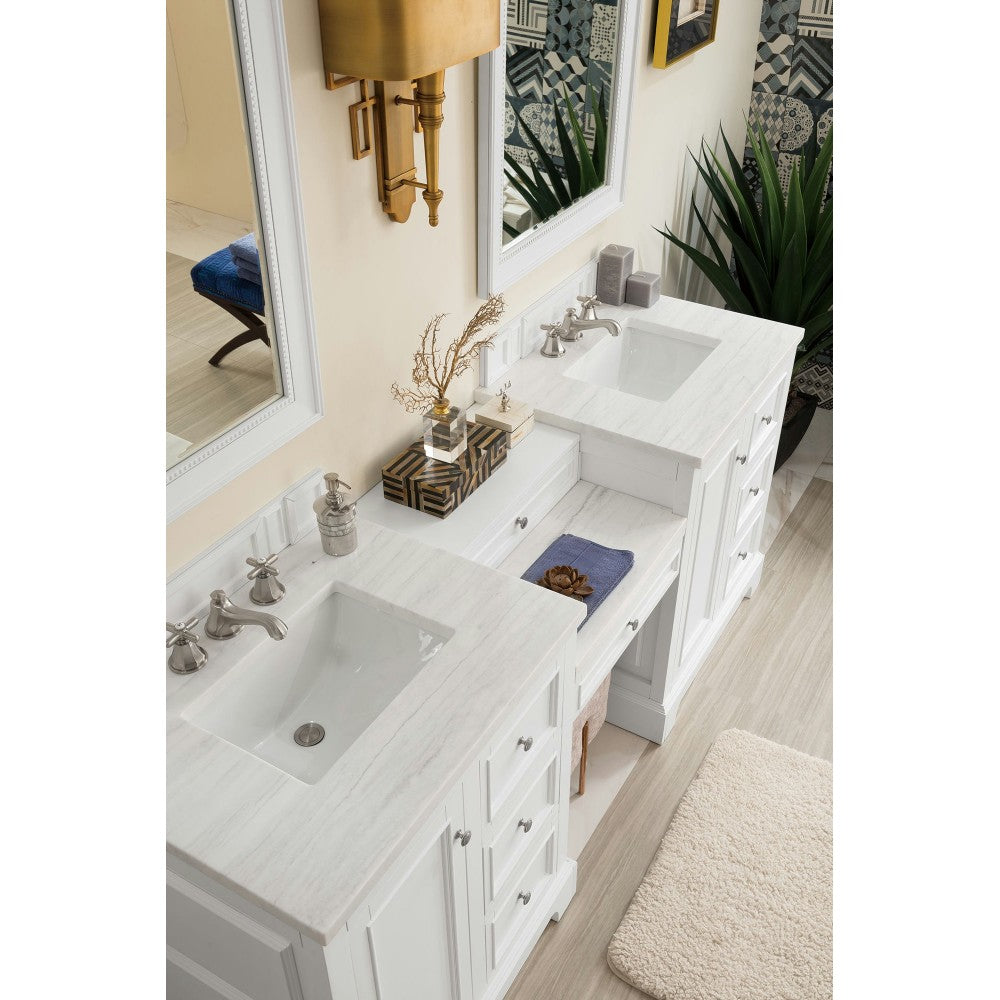 De Soto 82" Double Vanity Set White w/ 3 CM Arctic Fall Solid Surface Top