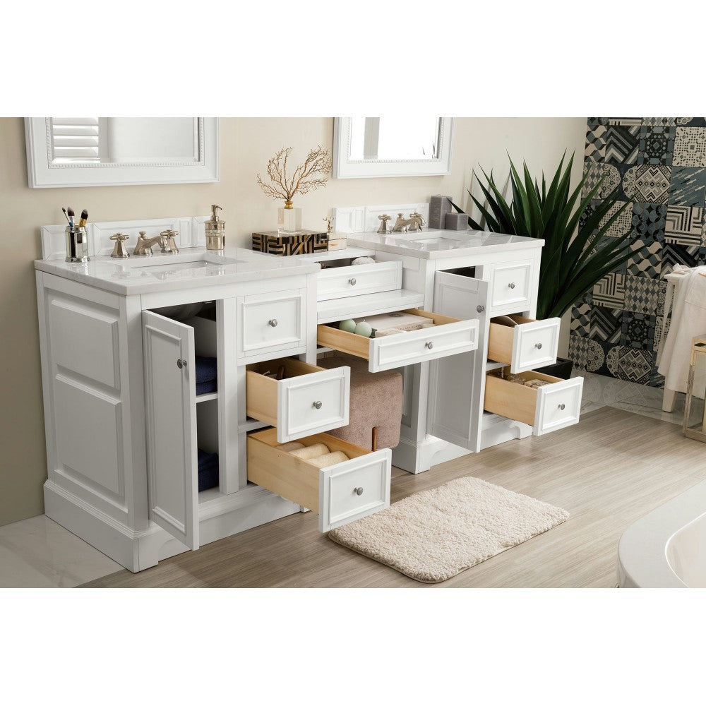 De Soto 82" Double Vanity Set White w/ 3 CM Arctic Fall Solid Surface Top