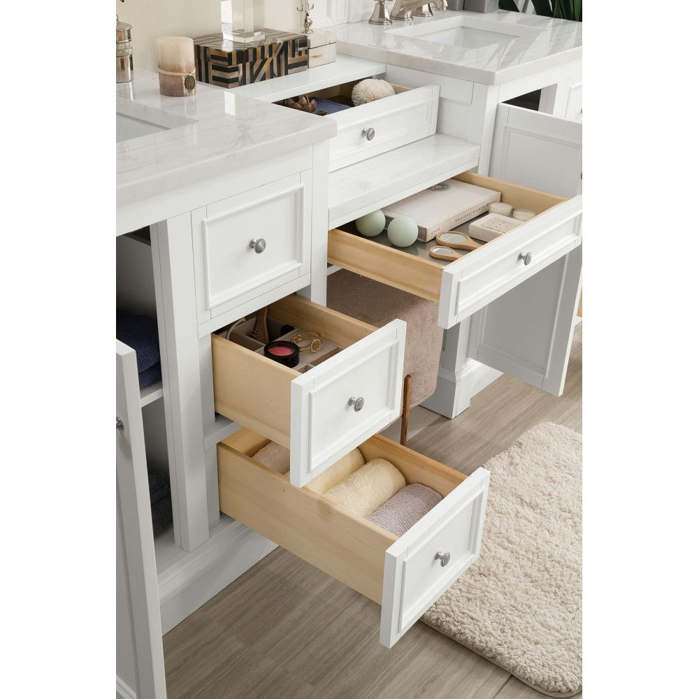 De Soto 82" Double Vanity Set White w/ 3 CM Arctic Fall Solid Surface Top