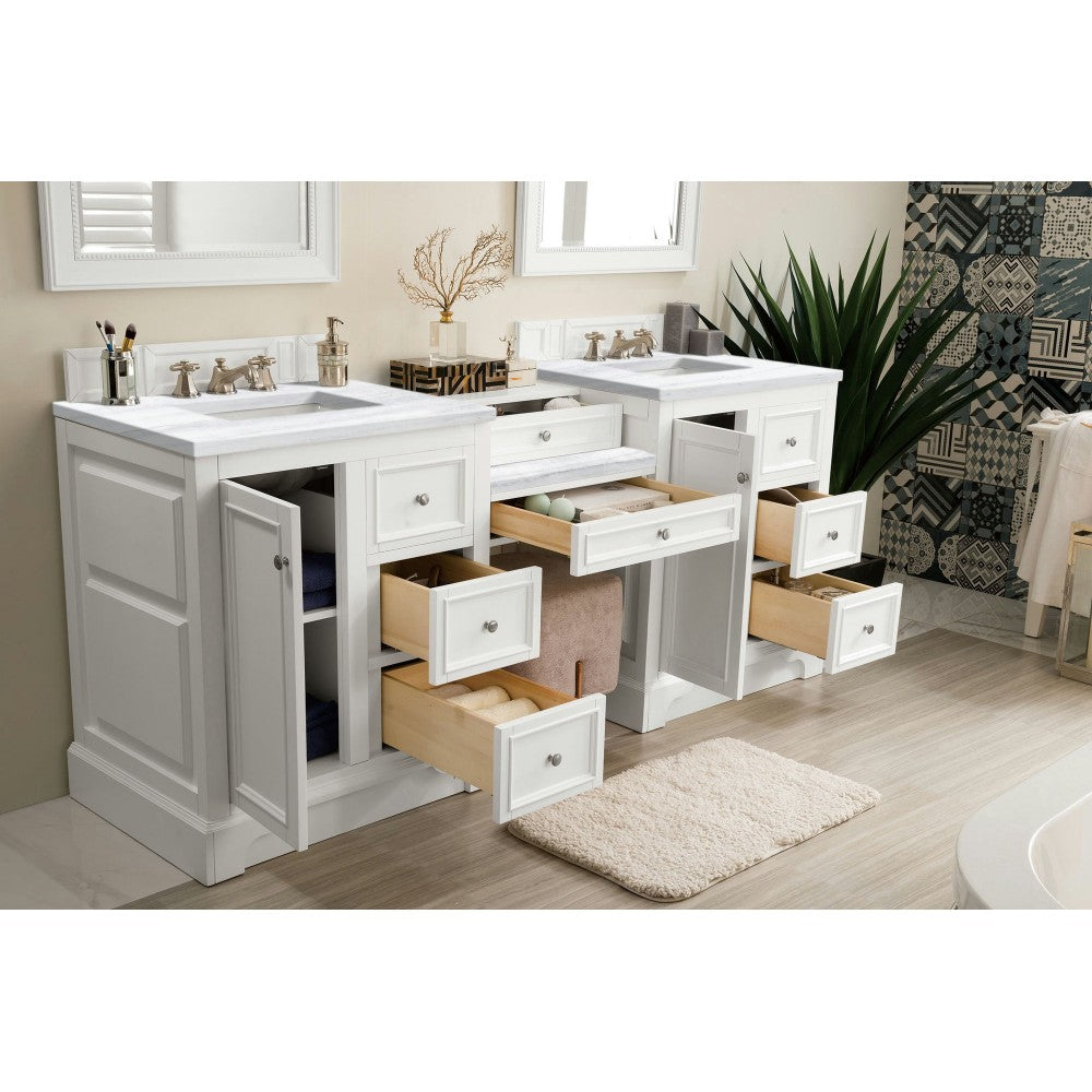 De Soto 82" Double Vanity Set White w/ 3 CM Arctic Fall Solid Surface Top
