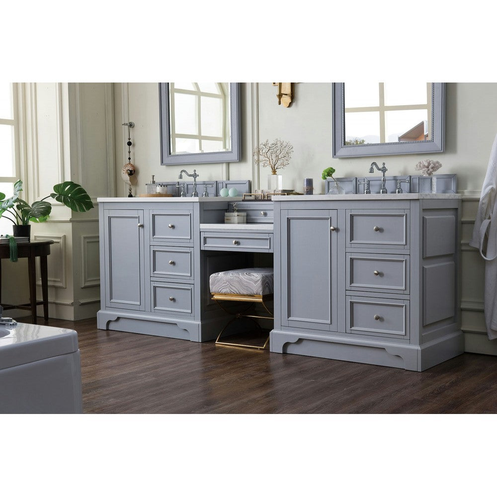 De Soto 94" Double Vanity Set Gray w/ 3 CM Arctic Fall Solid Surface Top