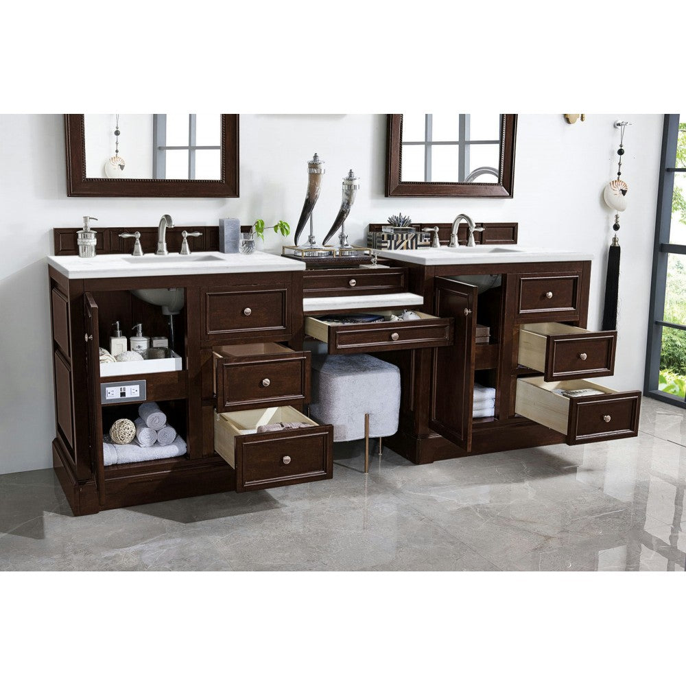 De Soto 94" Double Vanity Set Mahogany w/ 3 CM Arctic Fall Solid Surface Top