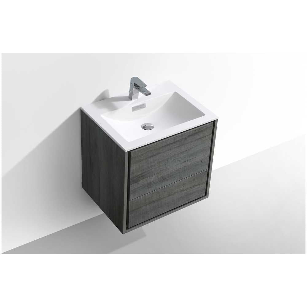 DeLusso 24" Ocean Gray Wall Mount Modern Bathroom Vanity