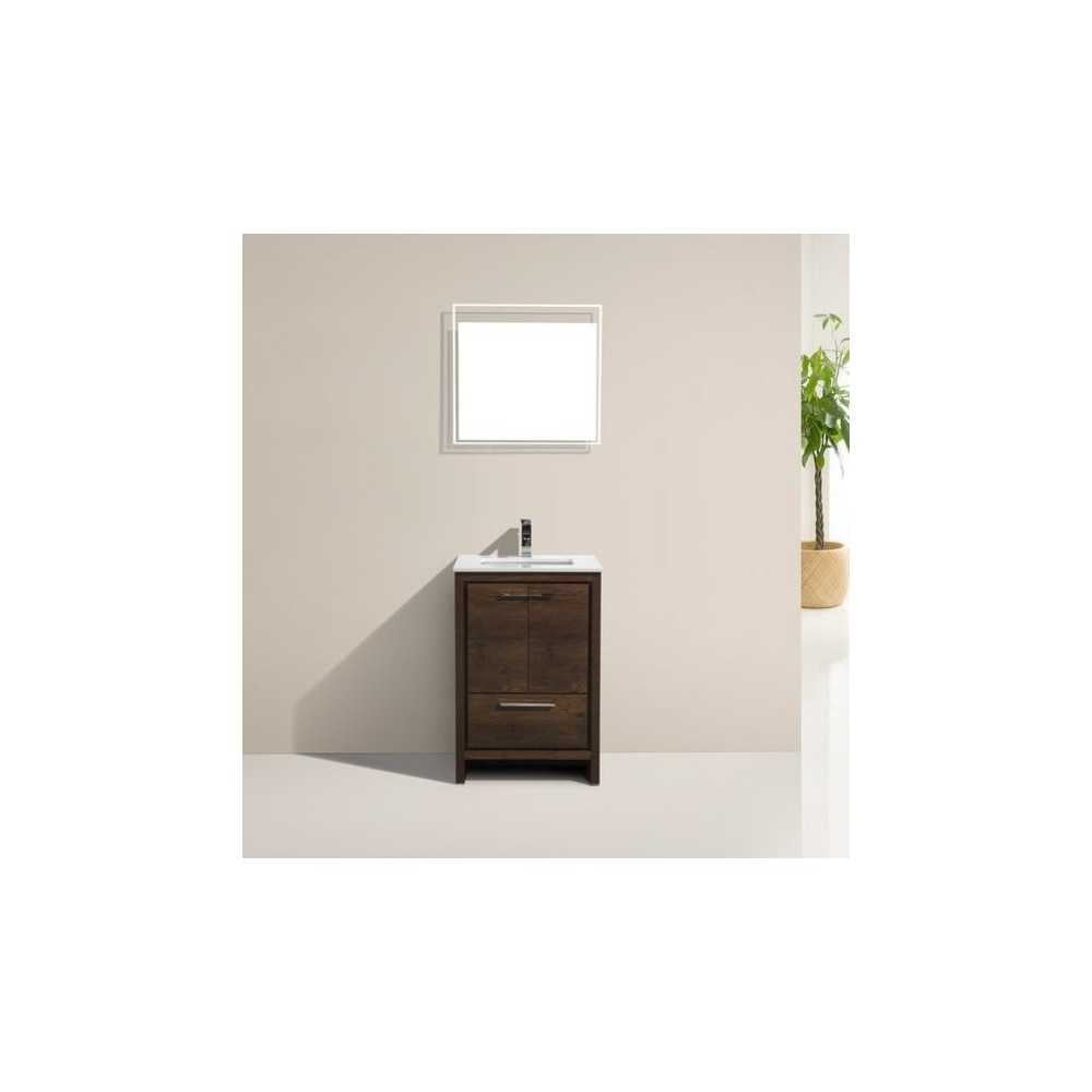 Dolce 24" Rose Wood Modern Bathroom Vanity With White Quartz Counter-Top