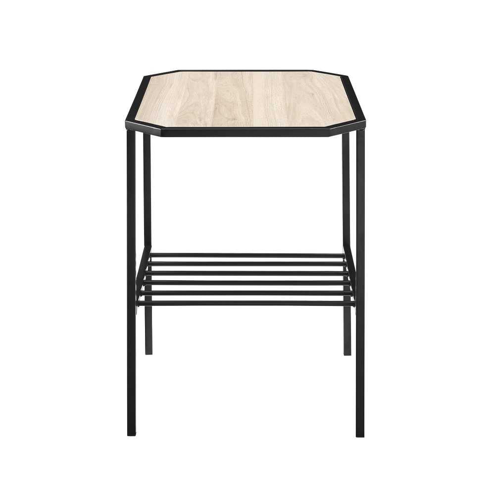 Dorothy 22" Tiered Metal and Wood Side Table - Birch