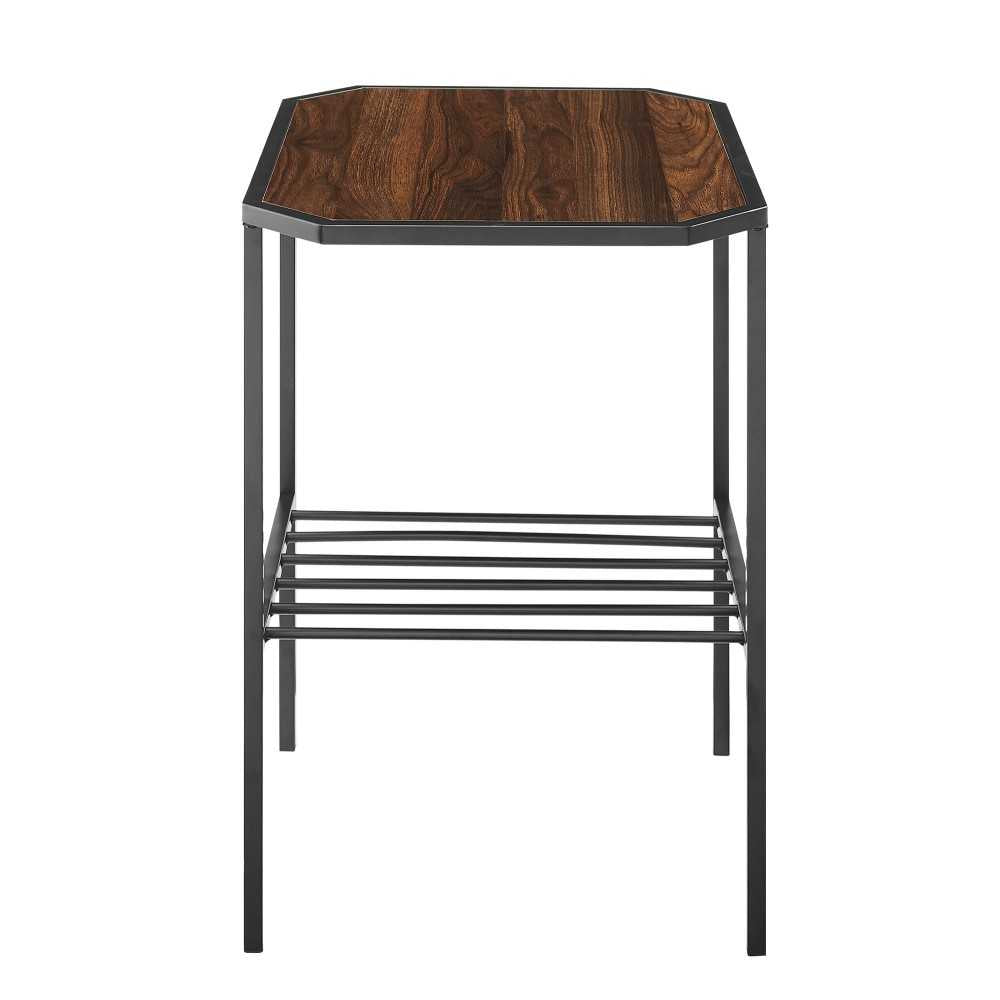 Dorothy 22" Tiered Metal and Wood Side Table - Dark Walnut