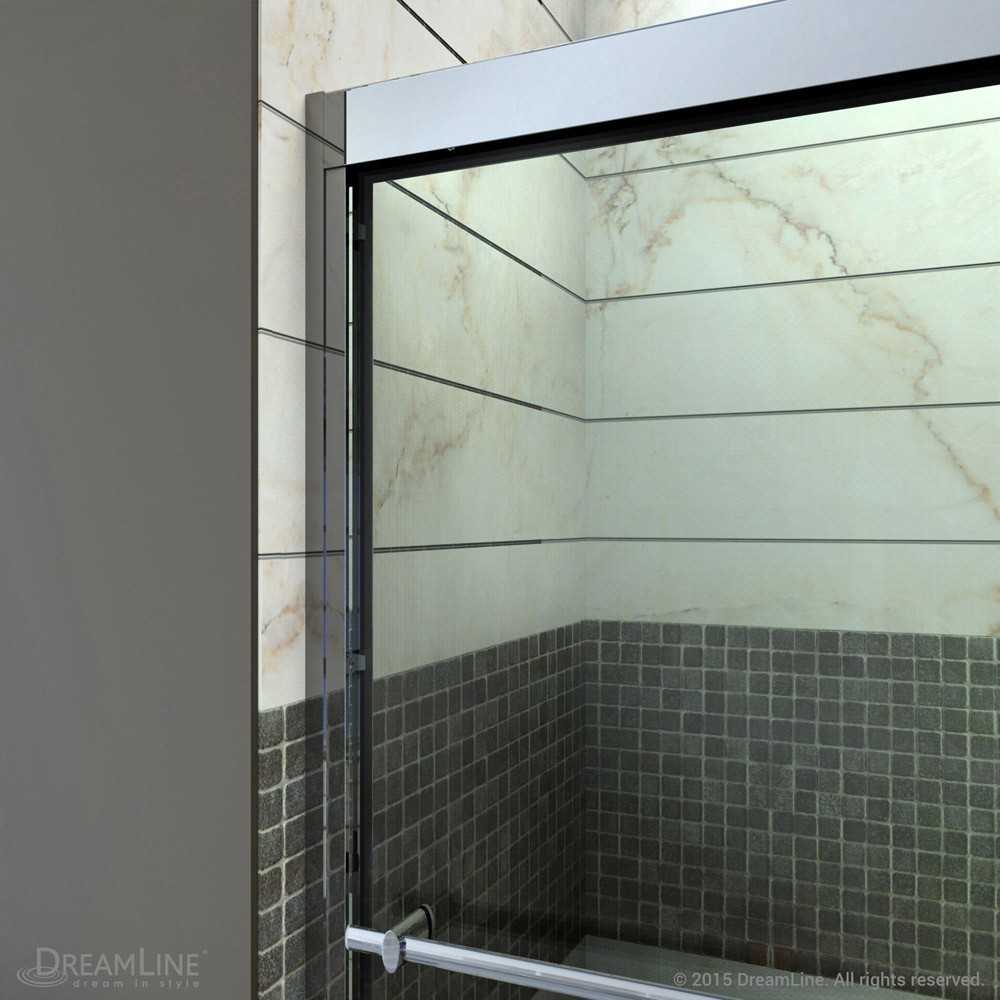 Duet 34 in. D x 60 in. W x 74 3/4 in. H Semi-Frameless Bypass Shower Door in Chrome and Right Drain White Base