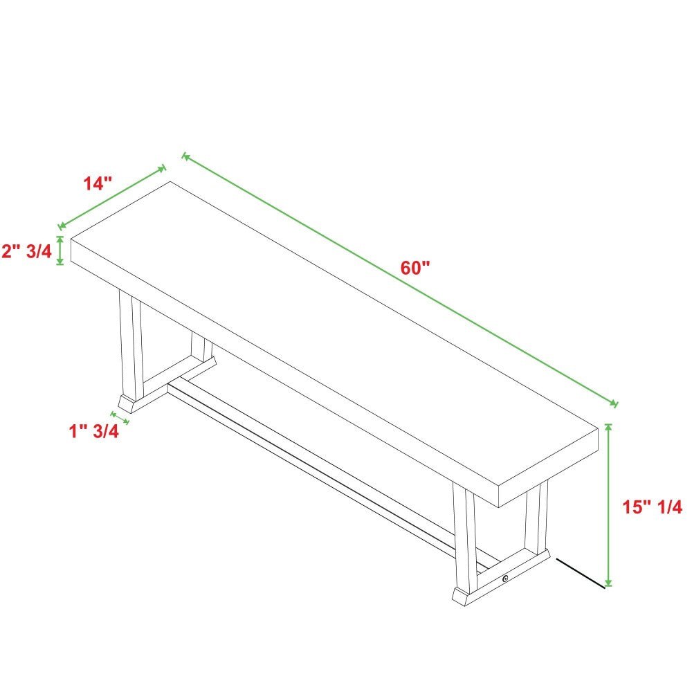 Durango 60" Solid Wood Dining Bench - Rustic Oak