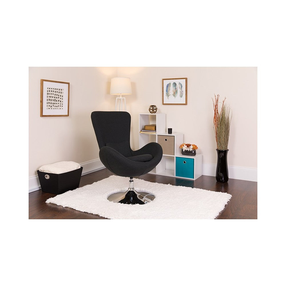 Egg Series Black Fabric Side Reception Chair