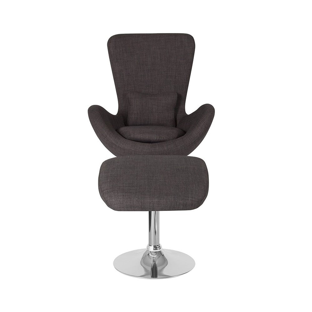 Egg Series Dark Gray Fabric Side Reception Chair with Ottoman
