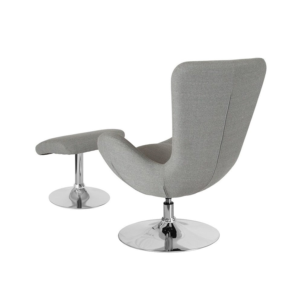 Egg Series Light Gray Fabric Side Reception Chair with Ottoman