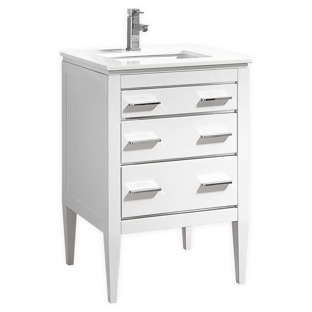 Eiffel 24'' High Gloss White Vanity With Quartz Counter Top