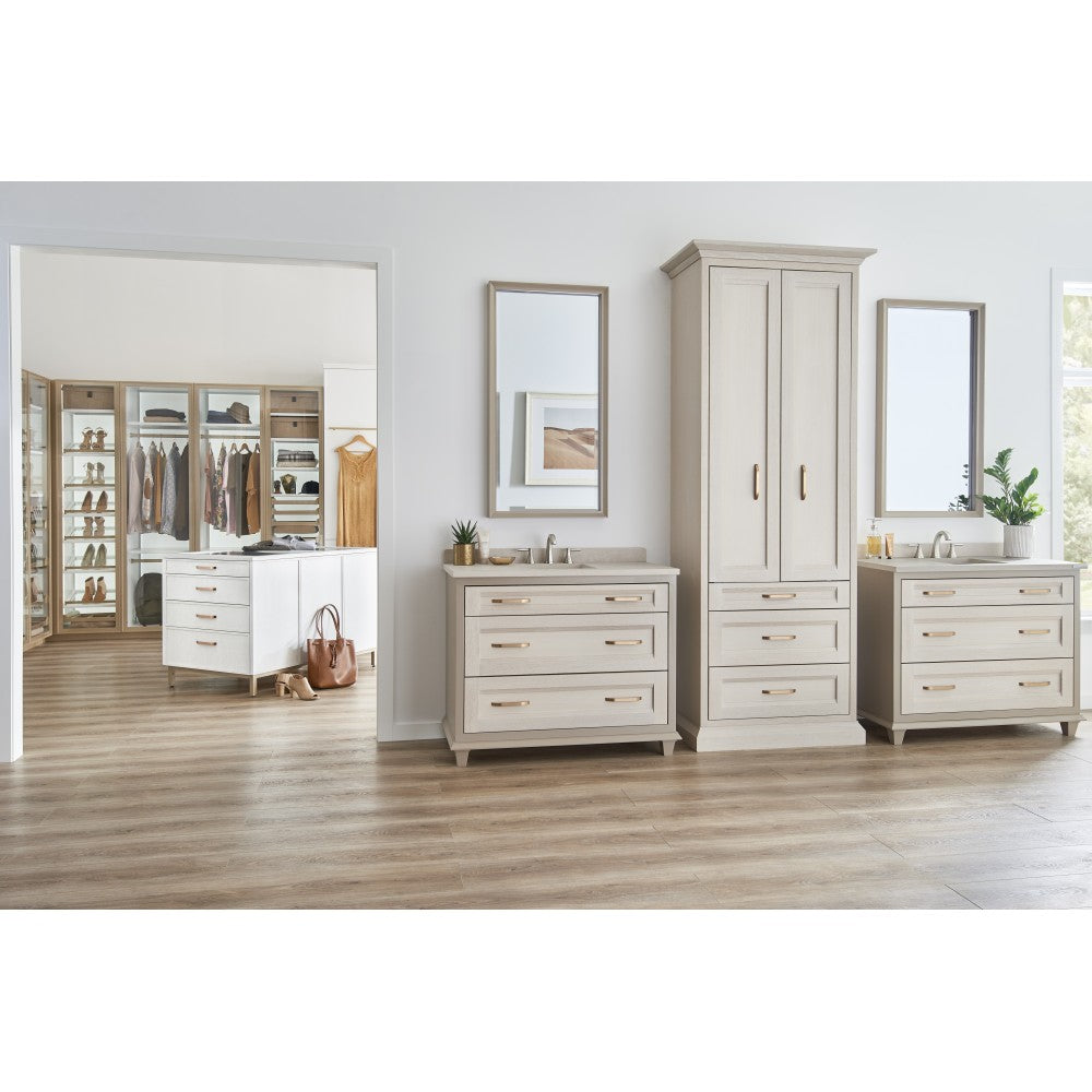 24" Chocolate Chatham Vanity, White Carrara Marble Vanity Top, undermount rectangle bowl