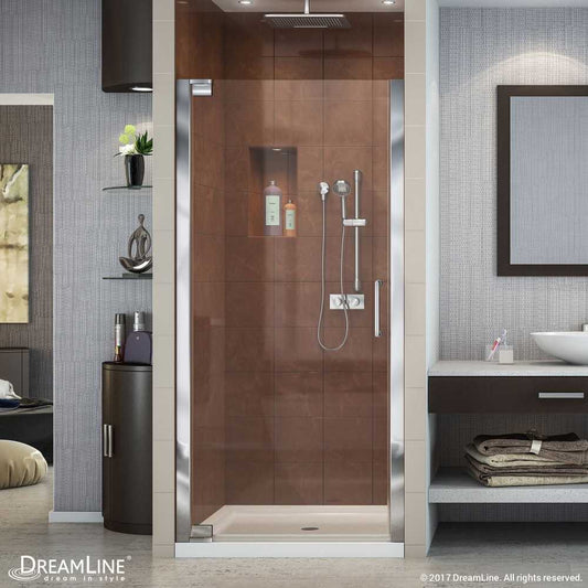 Elegance 25 1/4 - 27 1/4 in. W x 72 in. H Frameless Pivot Shower Door in Chrome