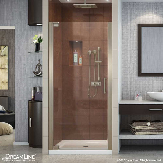Elegance 32 1/4 - 34 1/4 in. W x 72 in. H Frameless Pivot Shower Door in Brushed Nickel