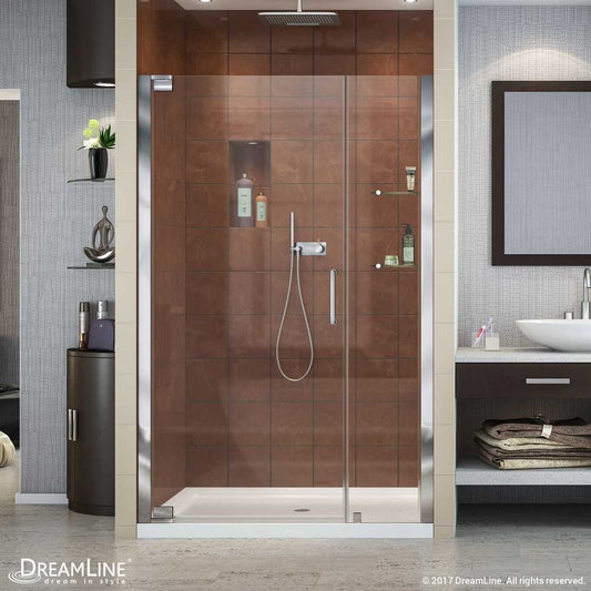 Elegance 42 1/2 - 44 1/2 in. W x 72 in. H Frameless Pivot Shower Door in Chrome