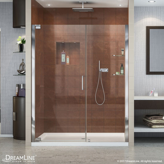 Elegance 49 1/4 - 51 1/4 in. W x 72 in. H Frameless Pivot Shower Door in Chrome
