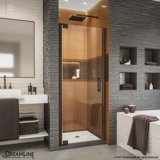 Elegance-LS 30 1/2 - 32 1/2 in. W x 72 in. H Frameless Pivot Shower Door in Oil Rubbed Bronze