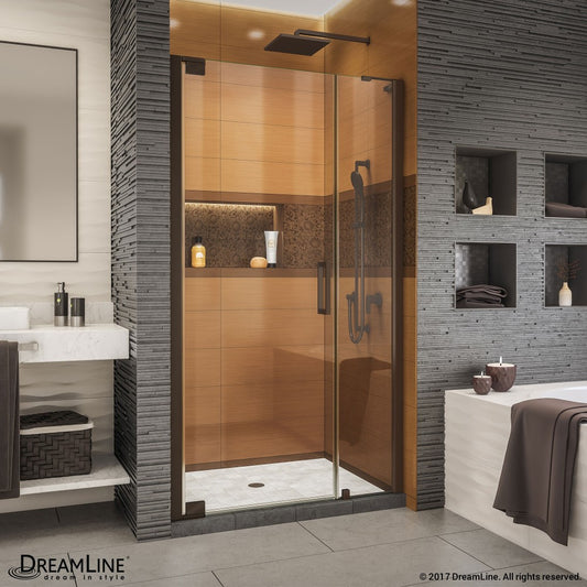 Elegance-LS 38 3/4 - 40 3/4 in. W x 72 in. H Frameless Pivot Shower Door in Oil Rubbed Bronze