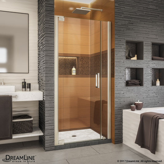 Elegance-LS 39 3/4 - 41 3/4 in. W x 72 in. H Frameless Pivot Shower Door in Brushed Nickel