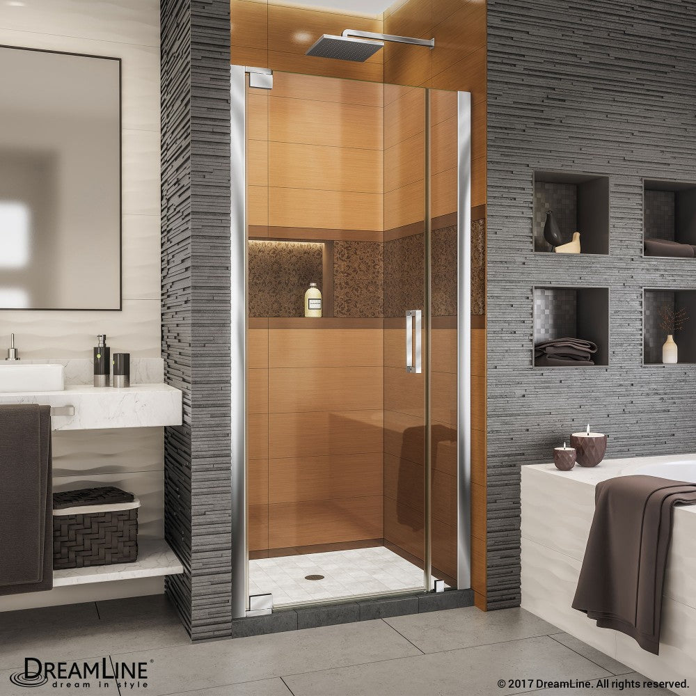 Elegance-LS 39 3/4 - 41 3/4 in. W x 72 in. H Frameless Pivot Shower Door in Chrome