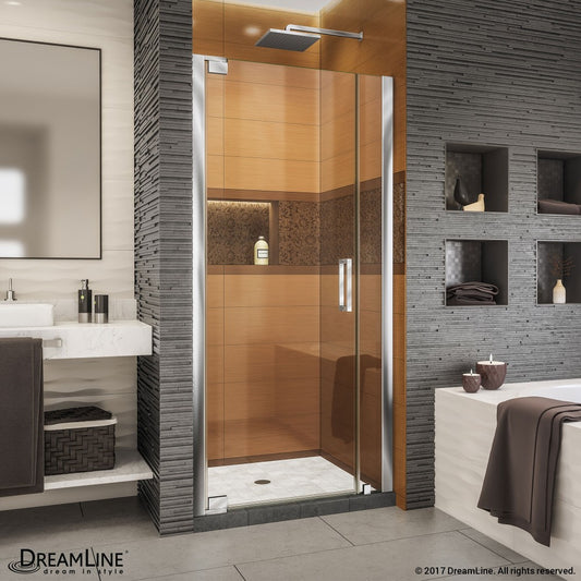Elegance-LS 39 3/4 - 41 3/4 in. W x 72 in. H Frameless Pivot Shower Door in Chrome