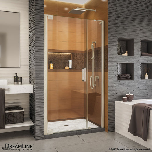 Elegance-LS 40 1/2 - 42 1/2 in. W x 72 in. H Frameless Pivot Shower Door in Brushed Nickel