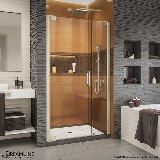 Elegance-LS 42 1/4 - 44 1/4 in. W x 72 in. H Frameless Pivot Shower Door in Brushed Nickel