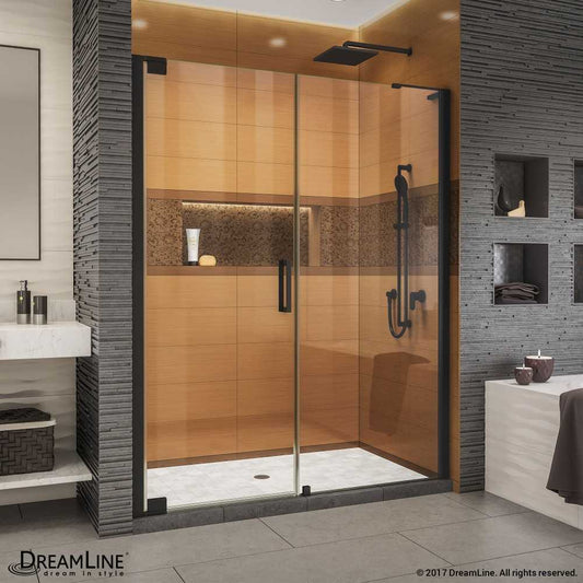 Elegance-LS 60 1/4 - 62 1/4 in. W x 72 in. H Frameless Pivot Shower Door in Satin Black