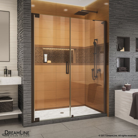 Elegance-LS 63 3/4 - 65 3/4 in. W x 72 in. H Frameless Pivot Shower Door in Oil Rubbed Bronze