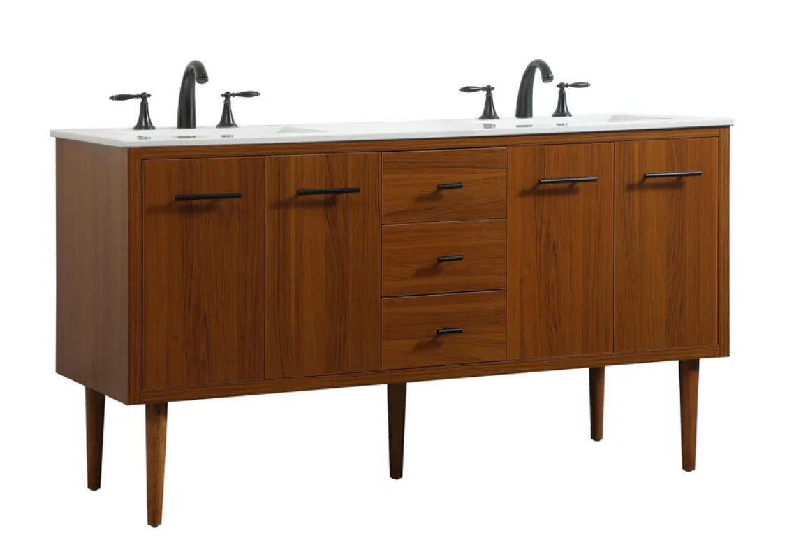 60" Single Bathroom Vanity, Teak