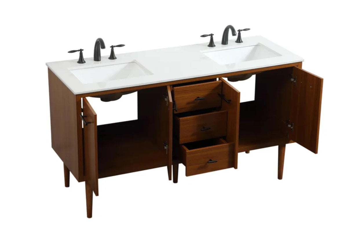60" Single Bathroom Vanity, Teak