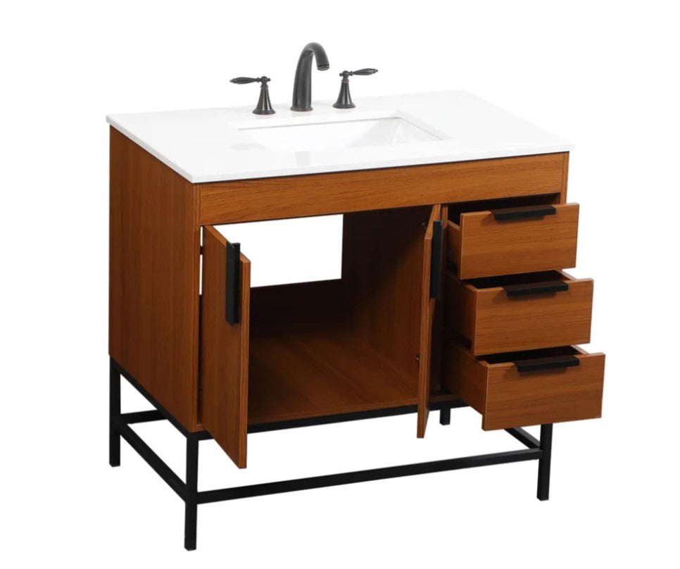 36" Single Bathroom Vanity, Teak