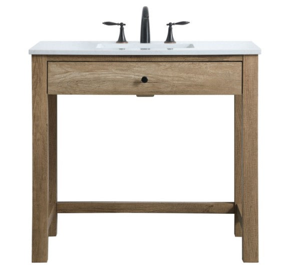 36" ADA Compliant Bathroom Vanity, Natural Oak