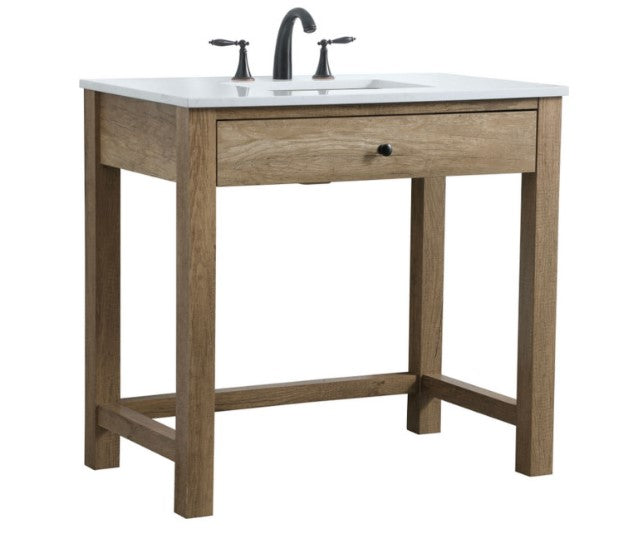 36" ADA Compliant Bathroom Vanity, Natural Oak