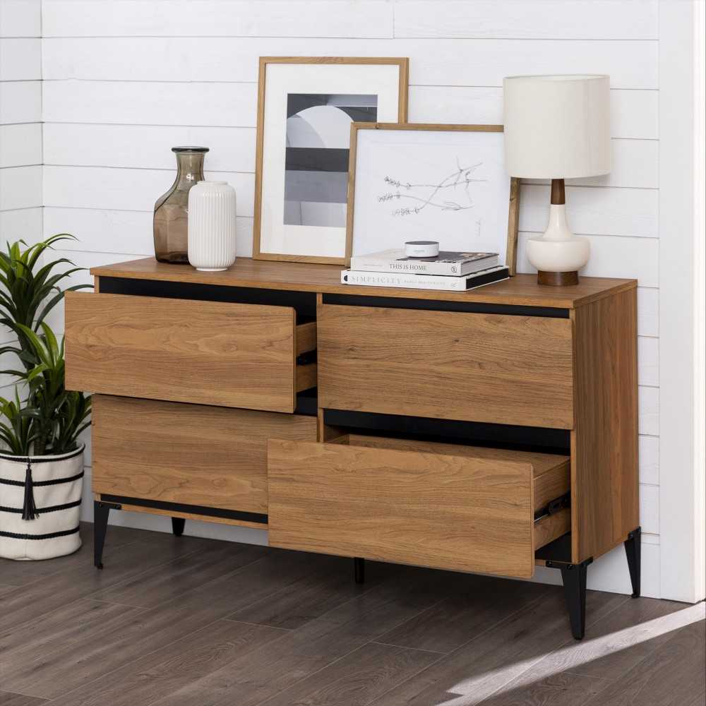 Elroy 52" 4 Drawer Urban Storage Console - English Oak