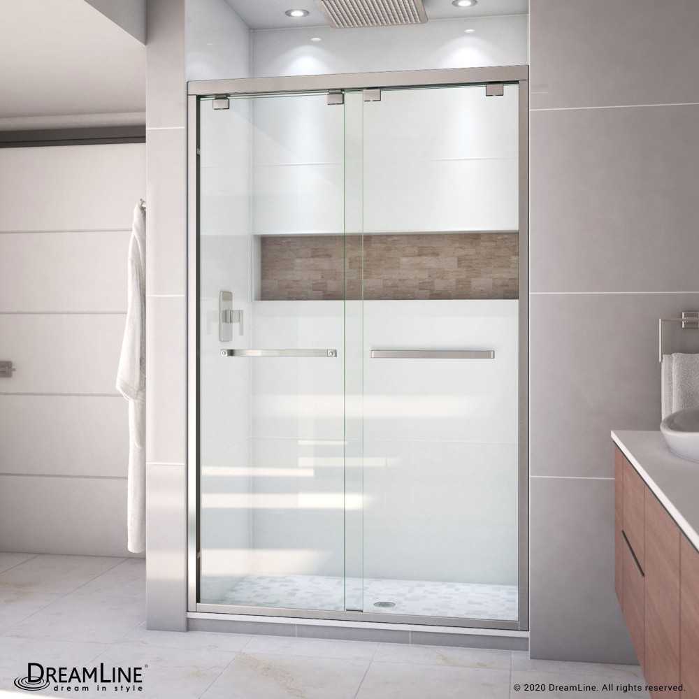 Encore 44-48 in. W x 76 in. H Semi-Frameless Bypass Shower Door in Brushed Nickel