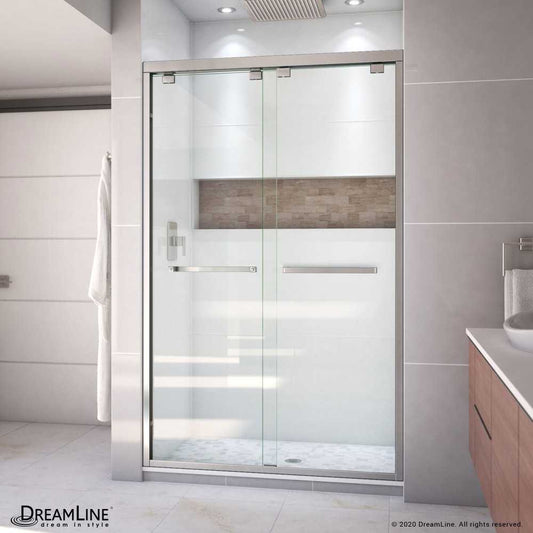 Encore 44-48 in. W x 76 in. H Semi-Frameless Bypass Shower Door in Brushed Nickel