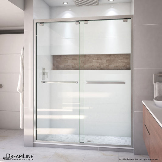 Encore 56-60 in. W x 76 in. H Semi-Frameless Bypass Shower Door in Brushed Nickel