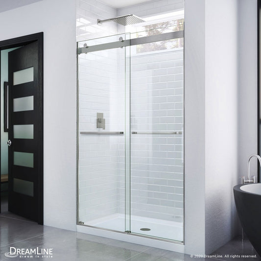 Essence 44-48 in. W x 76 in. H Frameless Bypass Shower Door in Brushed Nickel