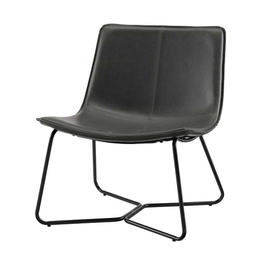 Extra Wide Faux Leather Lounge Accent Chair - Charcoal