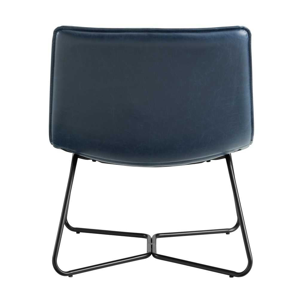 Extra Wide Faux Leather Lounge Accent Chair - Navy Blue